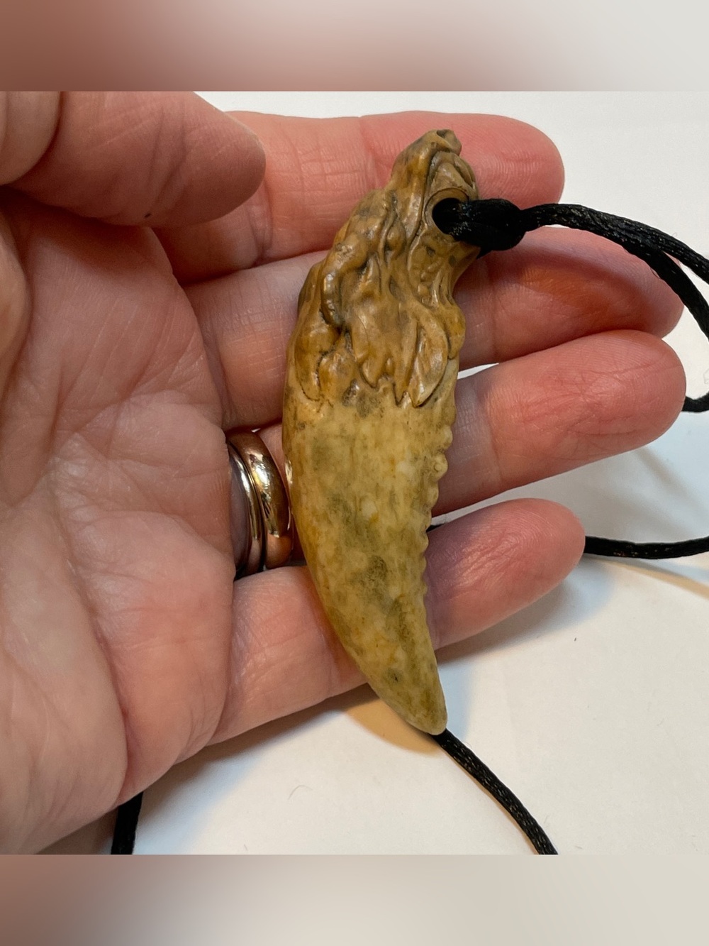 Resin Tooth With dragon head pendant Black Cord Necklace - Picture 6 of 8